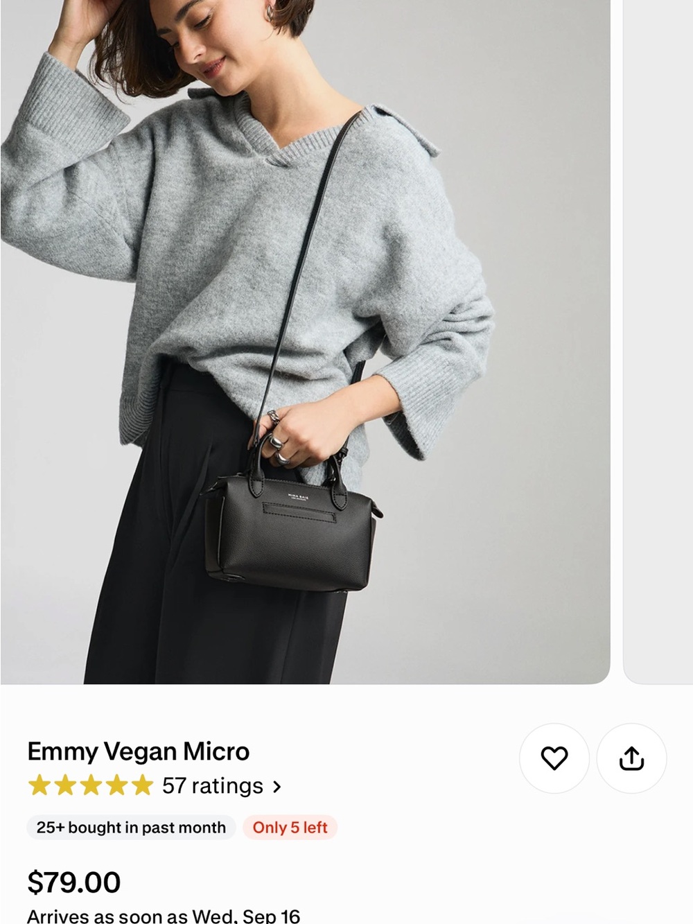Emmy Vegan Micro Mini Satchel - Black